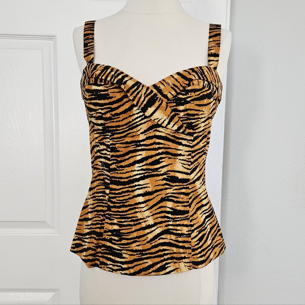 Pinup Girl Clothing Deadly Dames Tiger Print Vamp Top